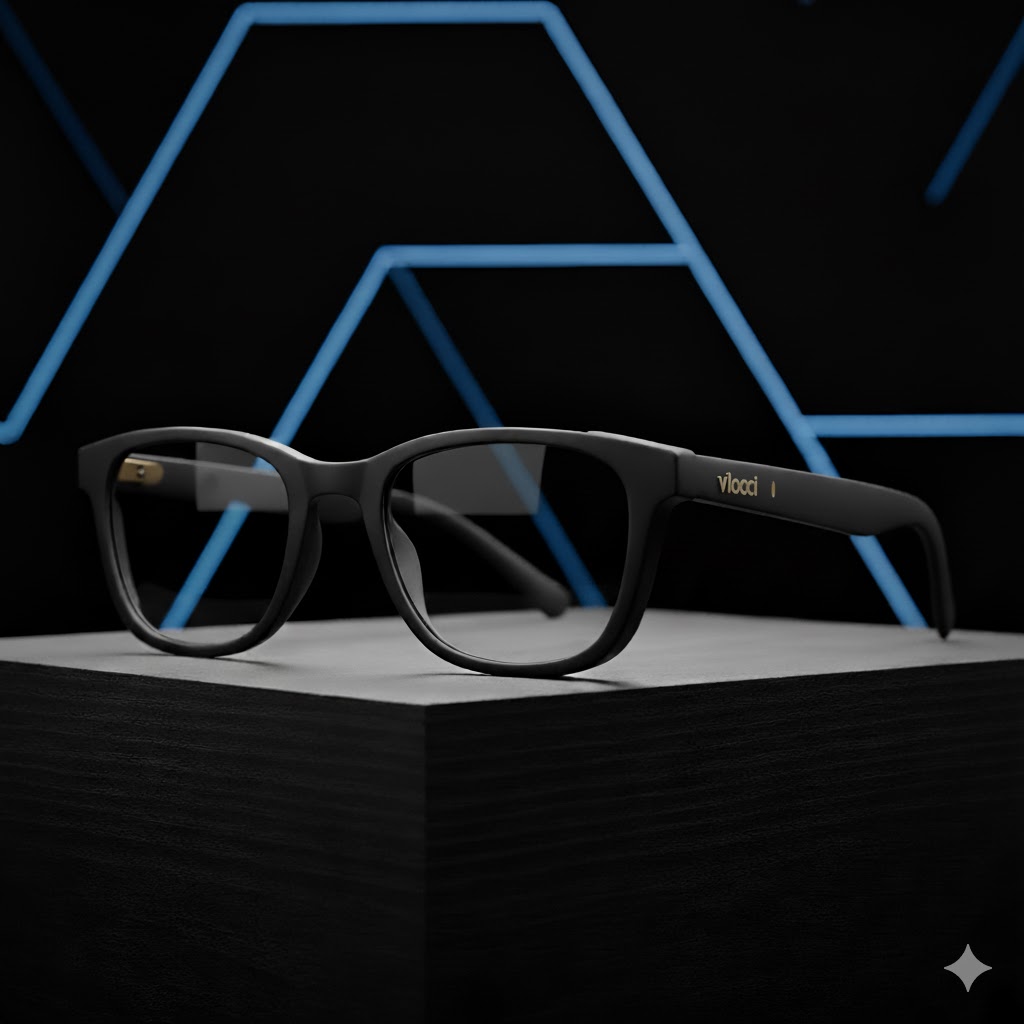 Close-up on the luxurious finish and materials of the Vlocci glasses.